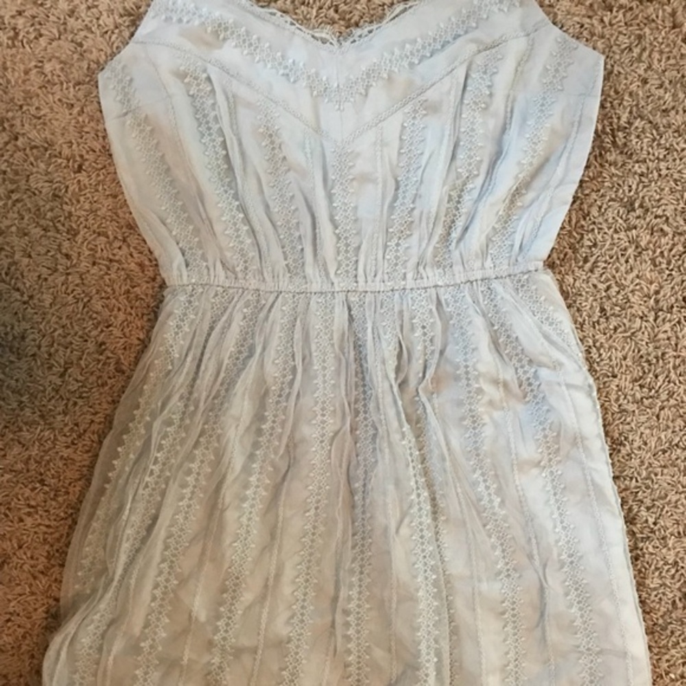 NWT Abercrombie Light Blue Beaded Lace Dress XL